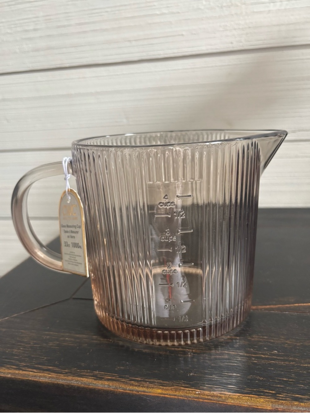 CWC Cook With Color Glass Measuring Cup 33oz ~ 4 Cups Brown Ribbed NEW